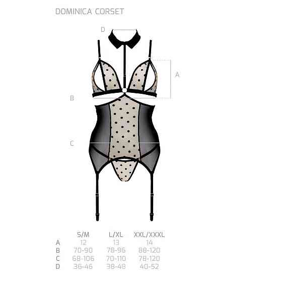 Корсет з відкритими грудьми Passion DOMINICA CORSET XXL/XXXL beige, пажі для панчіх, стрінги Sex Aura Київ