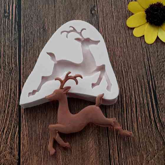 Новогодний молд Олень 95 на 90 мм серый Киев