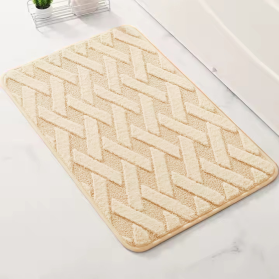 Коврик для ванной и душа коврик для ног в ванную комнату,микрофибра,атискользящий c узором 40х60 см,бежевый Кам'янець-Подільський