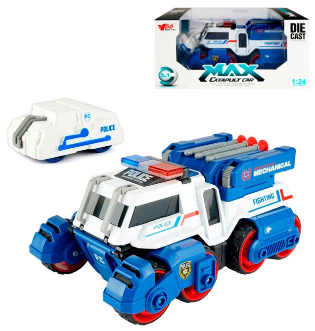 Игрушка CARS S Полицейская Боевая машина 3в1Pull-back с катапультой и пушками, со светом и звуком 1:24 (CJ-4849897) (7120495) Киев - изображение 1