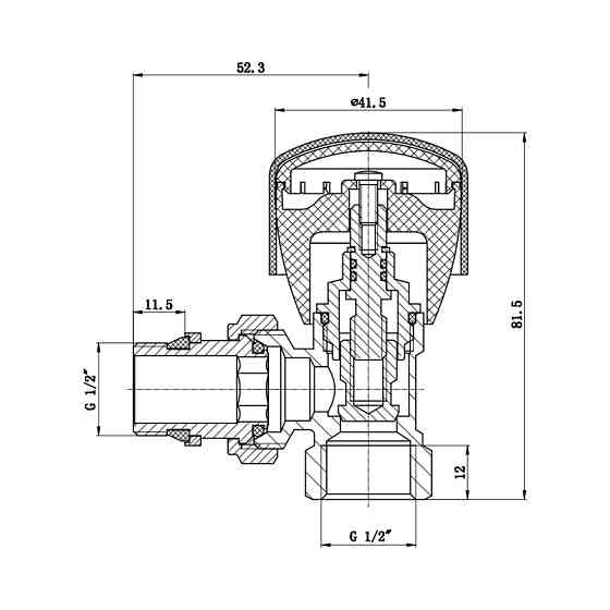 Кран радіаторний Thermo Alliance Standart Powerful 1/2" з антипротіканням кутовий SF232W15 Київ