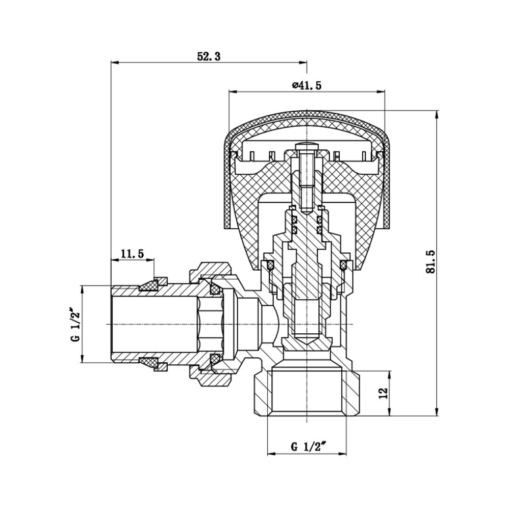 Кран радіаторний Thermo Alliance Standart Powerful 1/2" з антипротіканням кутовий SF232W15 Київ - фото 2