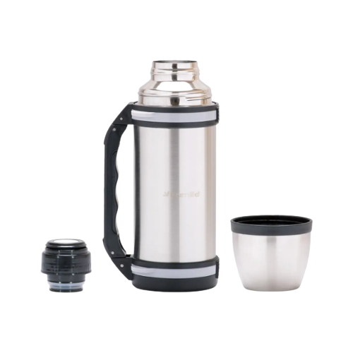 Термос 1500мл з ручкою та ремінцем нержавіюча сталь сірий KAMILLE 2091 Житомир