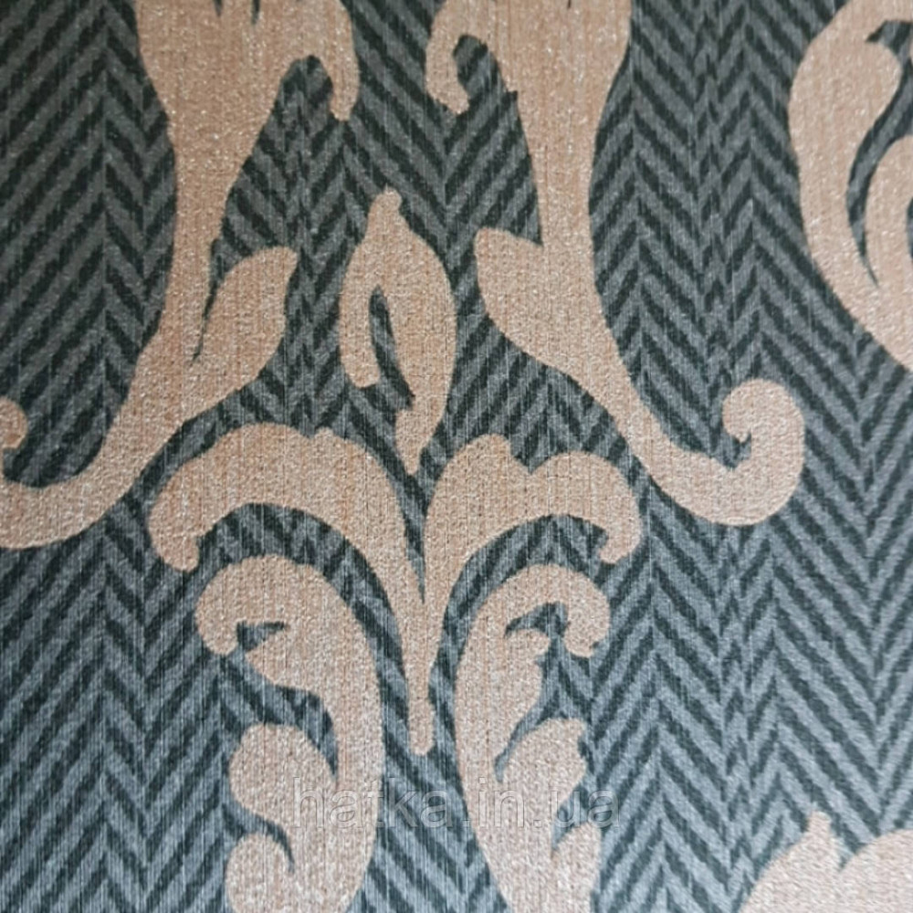 Текстильні шпалери на флізеліновій основі Cador Rasch Textil 086637 чорна основа зигзаги вензелі коричневі Київ - фото 4