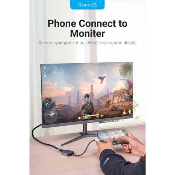 Перехідник USB3.1 Type-C --> HDMI (F), 4K 30HZ, кабель 0.15м, Vention (TDEHB) Київ