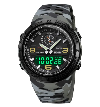 Чоловічий спортивний годинник Skmei 1655 (Сірий камуфляж) Київ