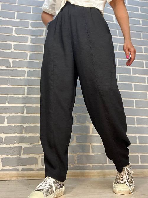 Брюки женские 0716 MOM шелковые с карманами черные, черный, L Киев - изображение 3