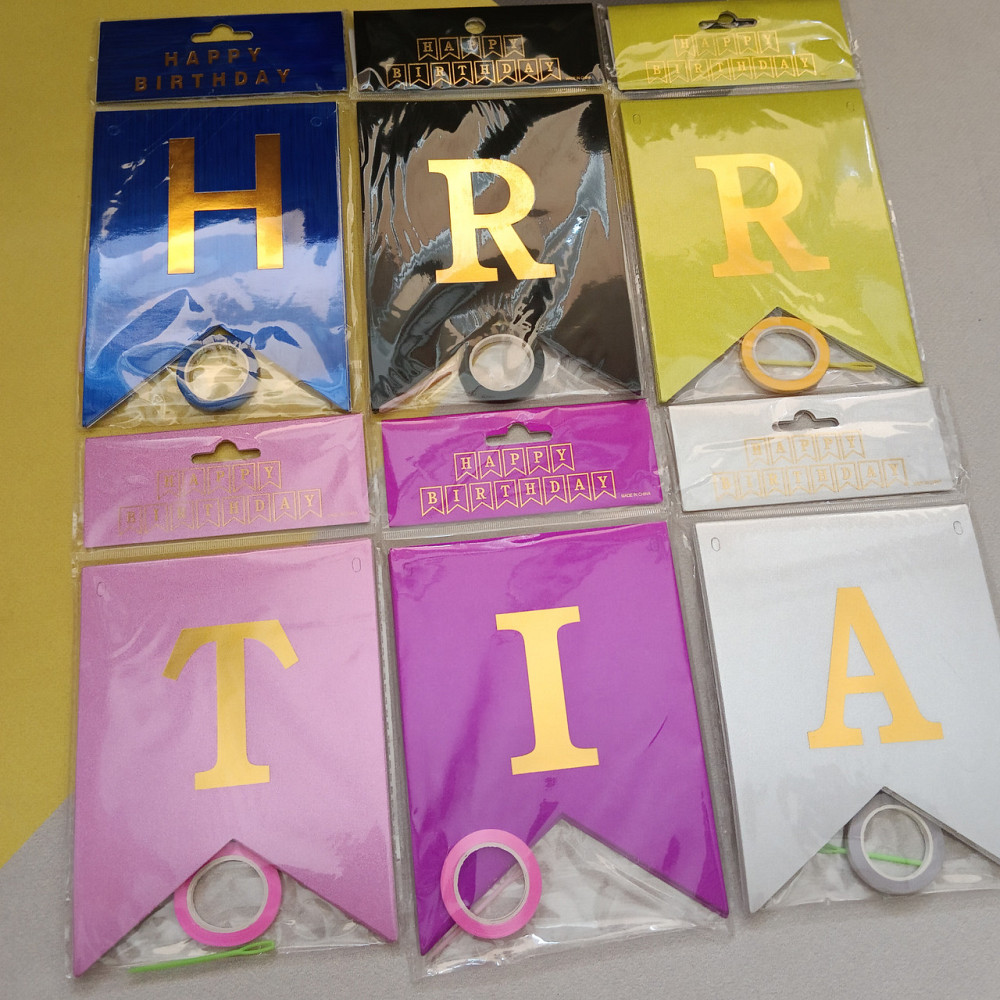 Гирлянда салатовая флажки happy birthday 2,8 м, гирлянда флажки на день рождения, растяжка Киев - изображение 2