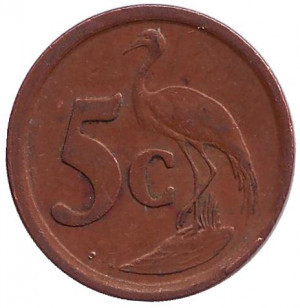 Африканська красавка. Монета 5 центів. 1991 рік, Південна Африка. (БЖ) Полтава - фото 1