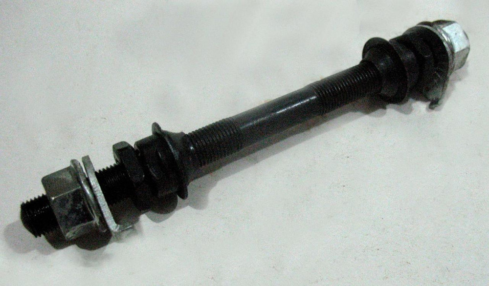 Вісь колеса переднього велосипедна (140мм, у зборі) PS Мукачево - фото 1