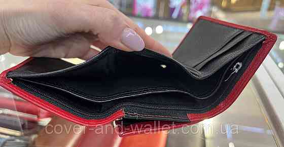 Маленький женский кожаный кошелек красного цвета на магнитах Helen Verde Киев