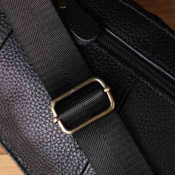 Чоловіча сумка через плече із зернистої натуральної шкіри Чорний (Vintage) Київ