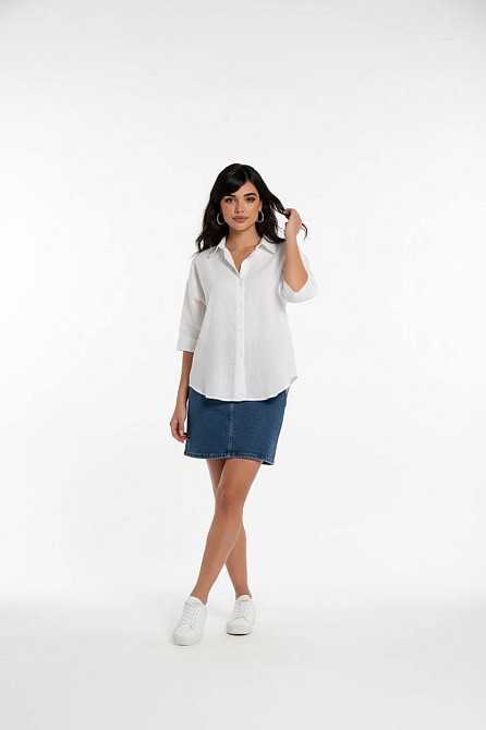 Рубашка женская Mix Ray 4016 оверсайз свободного кроя льняная молочная, молочний, M Киев - изображение 20