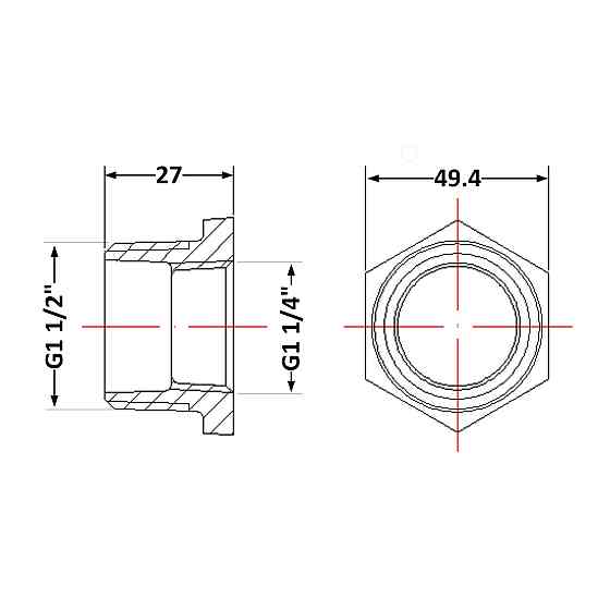 Футорка чавунна 1" 1/2х1" 1/4 НР Київ
