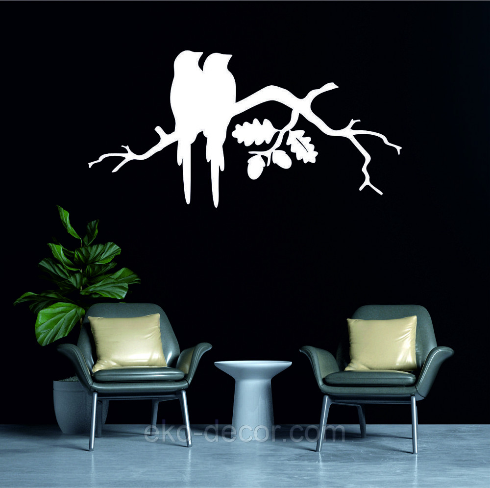 Декоративное настенное Панно «Две птички на ветке», Декор на стену 90*45 см, Белый Киев - изображение 2