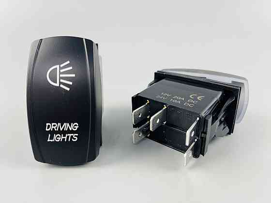 Клавіша вимикач ON-OFF, 5 ніжок, синя підсвітка, малюнок — фара додатковий. Мукачево