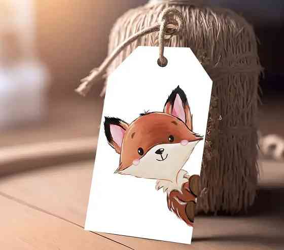 Подарочные бирки «Лисичка» 10 шт, 9×5 см + джутовый шнур 5 м Киев