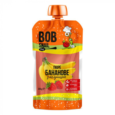 Дитяче пюре Bob Snail Равлик Боб Банан-Полуниця 250 г (4820219343974) Вінниця - фото 1