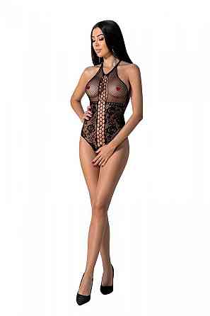 Бодістокінг з імітацією корсетної шнурівки Passion BS094 One Size, black, квітковий візерунок, з дос Sex Aura Київ