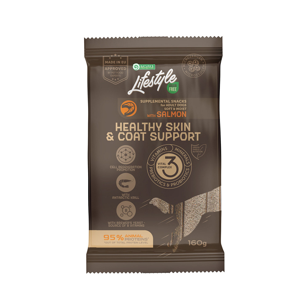 Nature's Protection Lifestyle Grain Free Salmon Healthy Skin&Coat Support Беззернові ласощі для собак з лососем, 160 г Киев - изображение 1
