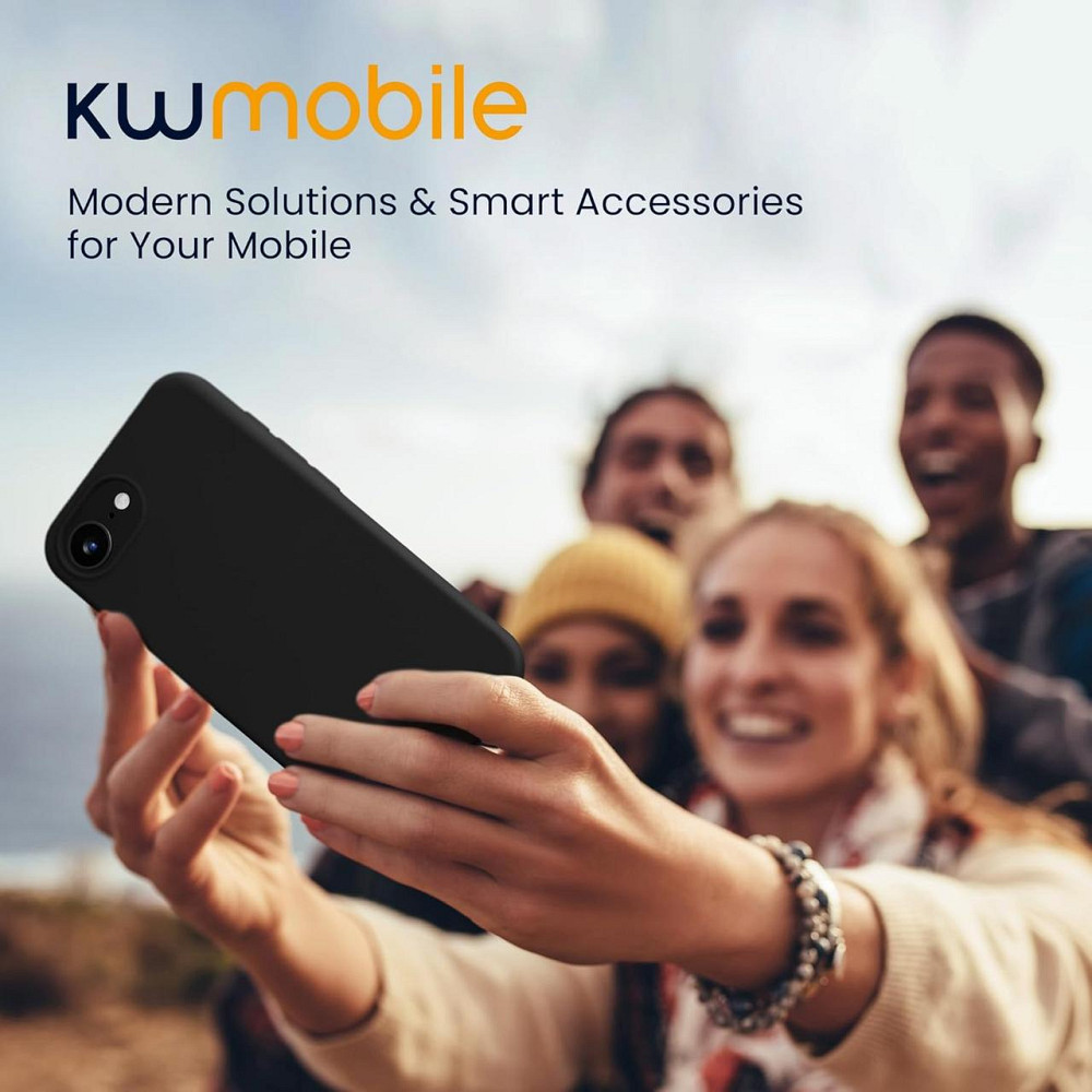 Чехол kwmobile для Apple iPhone 16e мягкий силиконовый TPU матовый черный совместим с беспроводной зарядкой Киев - изображение 3