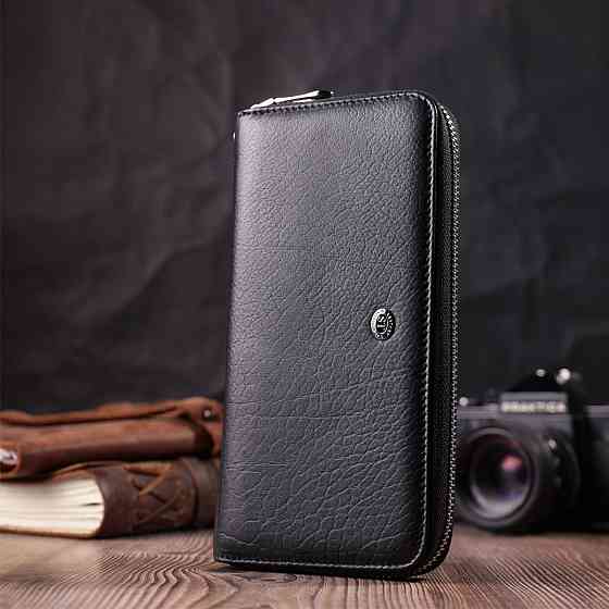 Гаманець-клатч універсальний на одне відділення з натуральної шкіри Чорний (ST Leather) Київ