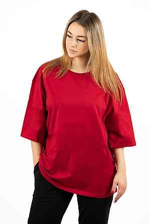 Футболка женская оверсайз, бордовая х/б, топ 56/58 Киев