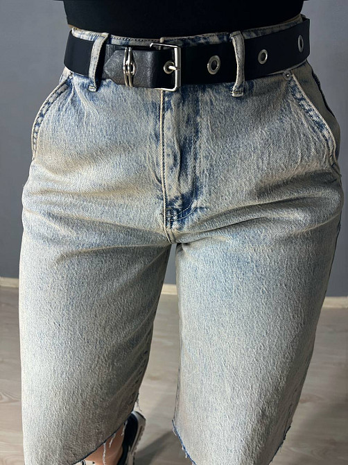 Шорти жіночі джинсові LIUZIN 1358 SKATER бермуди подовжені з ременем блакитні, блакитний, 28, 28, 80 см, 108 см Київ - фото 5