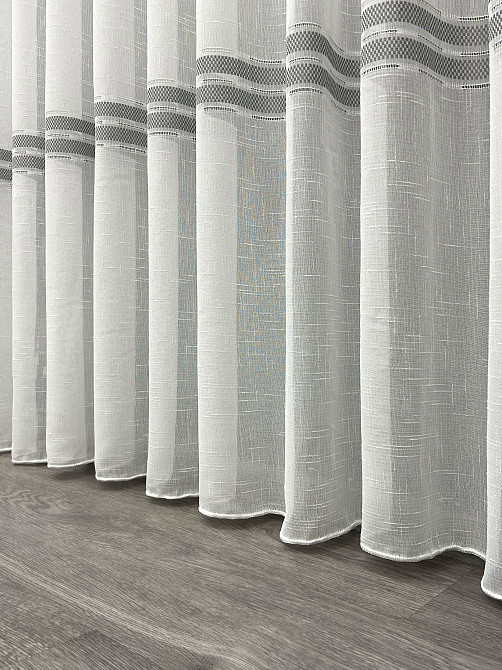 Тюль VR-Textil 2087т Мережка Льон Молочний з сірим 400х270 см (42-1298) Київ - фото 8