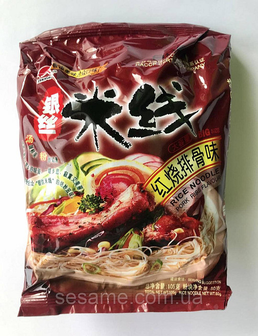Рисовая Лапша Hezhong Rice Noodle Flavor со вкусом жареных ребрышек 105г Харьков - изображение 1