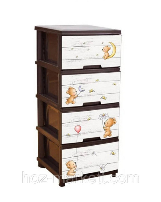 Пластиковий комод із малюнком "Ведмежата" коричневий Алеана Харків - фото 1