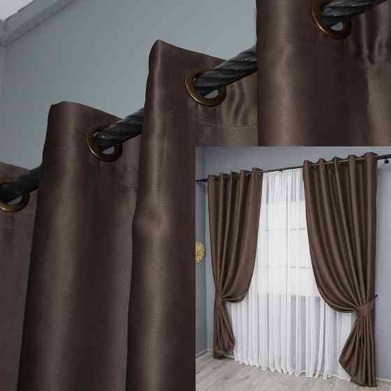 Комплект штор на люверсах VR-Textil Bagema Rvs № 1243ш Коричневий 150х250 см 2 шт (37-0164) Київ