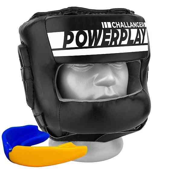 Боксерський шолом тренувальний PowerPlay 3067 з бампером PU + Amara Чорний M Кам'янське