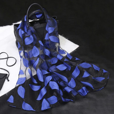 Женский шарфик с принтом 180 на 68 см черно-синий Киев - изображение 1