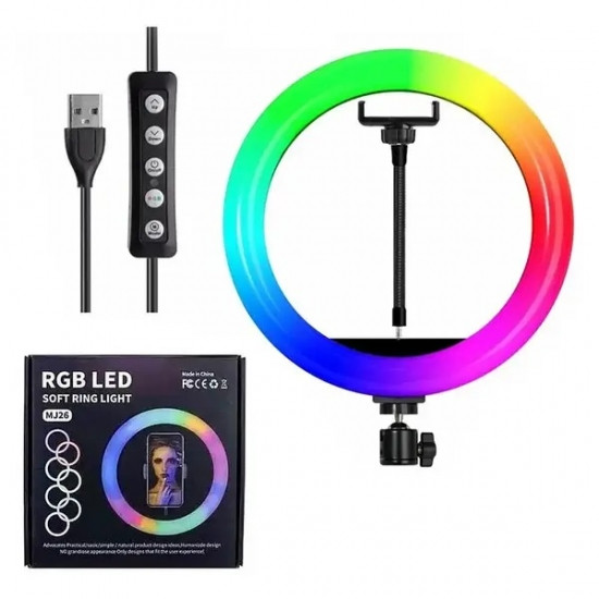 Кільцева світлодіодна лампа RGB для професійної зйомки Soft Ring Light 26см Вінниця - фото 2