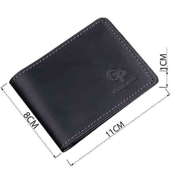 Стильный зажим для денег винтажный GRANDE PELLE 11194 Черный Киев