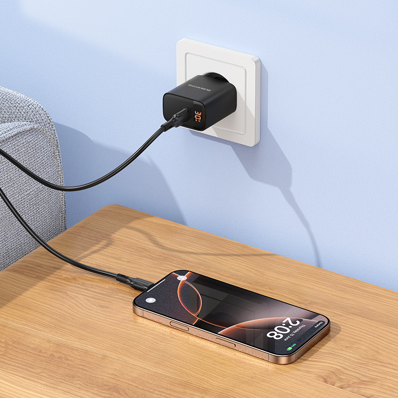 Сетевое зарядное устройство BOROFONE BA97A Ilustre single-port PD30W charger with digital display (EU) Black Одесса - изображение 8