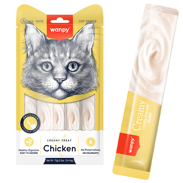 Wanpy Creamy Lickable Treats Chicken ВАНПІ КУРКА рідкі ласощі для котів Київ - фото 1