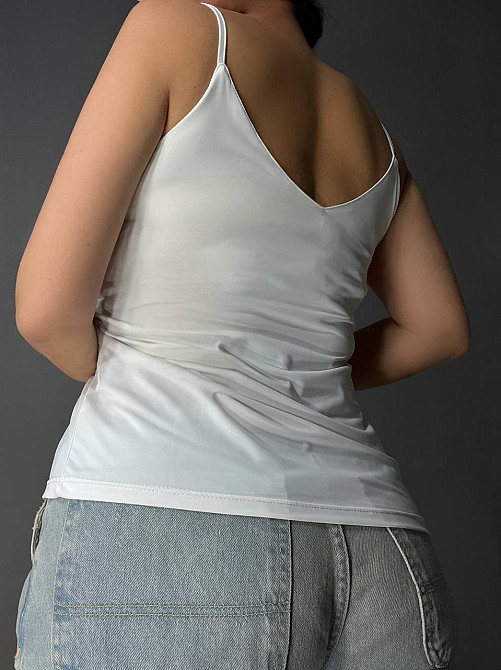 Майка женская A-N Q-13 базовая на тонких бретелях с подкладкой, белый, one size Киев - изображение 14