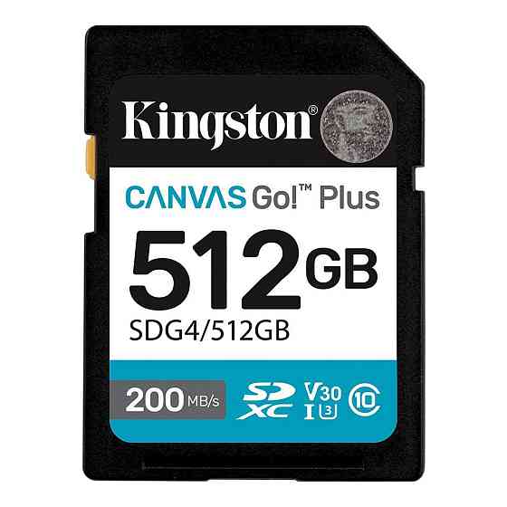 Карта пам'яті SDXC (UHS-1 U3) Kingston Canvas Go! Plus 512Gb class 10 A2 V30 (R200MB/s, W160MB/s) Київ
