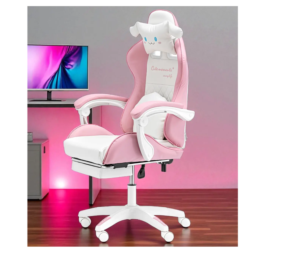 Геймерское кресло для девочек G892 | Розовое кресло с подушками и подставкой для ног Львов - изображение 2