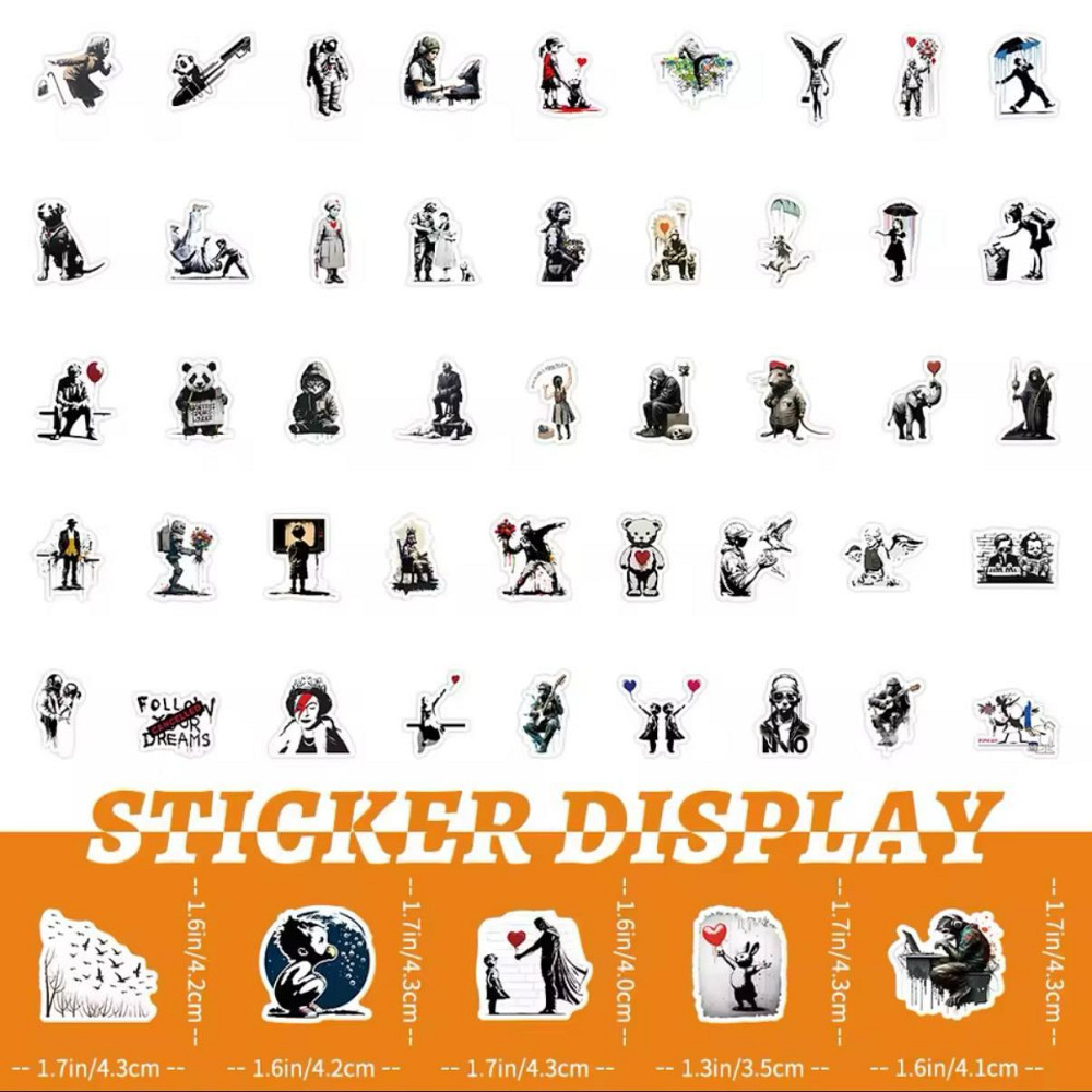 Наклейки граффити Бенкси, уличное искусство - Водонепроницаемые Виниловые Эстетические Наклейки, Наб Киев - изображение 3