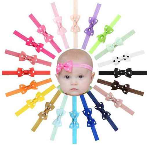 Дитяча коралова пов'язка в горошок - окружність 36-60см, бантик 7,5 см Київ