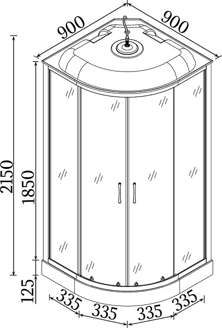 Душовий бокс напівкруглий WISLOK L90FFS (L90F) BRAVO (3уп.) Київ - фото 8