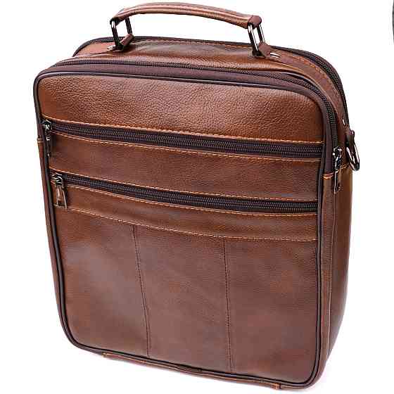 Сумка для мужчин с ручкой для переноса в руке из натуральной кожи Vintage 23028 Коричневый Киев