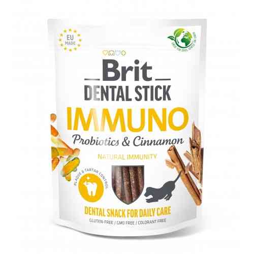 Лакомство Brit Dental Stick Immuno для взрослых собак с пробиотиками и корицей для крепкого иммунитета 7 шт 251 г Киев