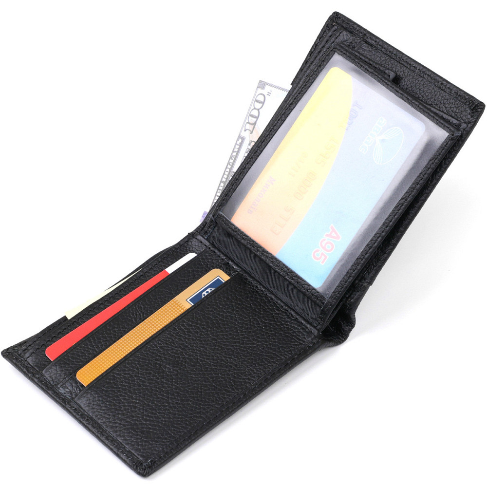 Кожаный мужской кошелек Черный (Vintage) Киев - изображение 9