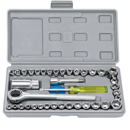 Набор торцевых головок с трещоткой и удлинителем в кейсе, 40 предметов Винница - изображение 1