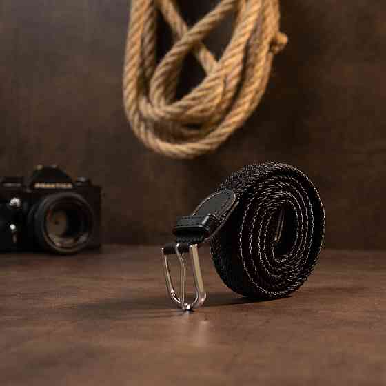 Текстильный женский ремень классика Vintage 20546 Черный Киев