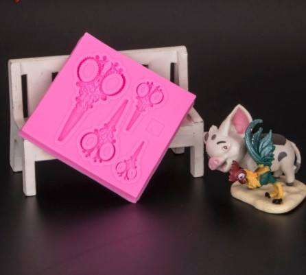 Силіконовий молд Ножиці 76 на 76 мм рожевий Київ - фото 10